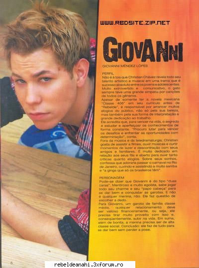 numai poze din telenovela "rebelde" - giovanni a 12-a - Rebelde